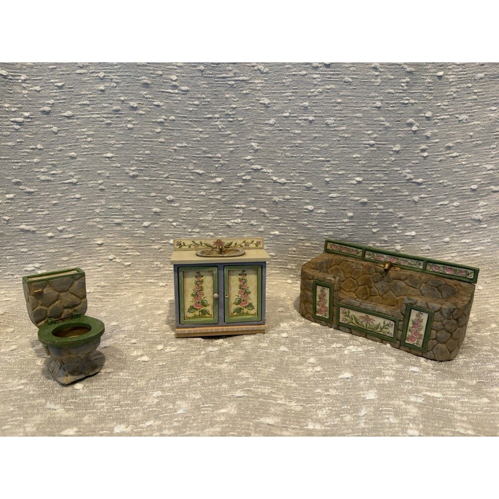Vintage Concord Miniatures Petalstone Dollhouse Bathroom Set Robin Betterley